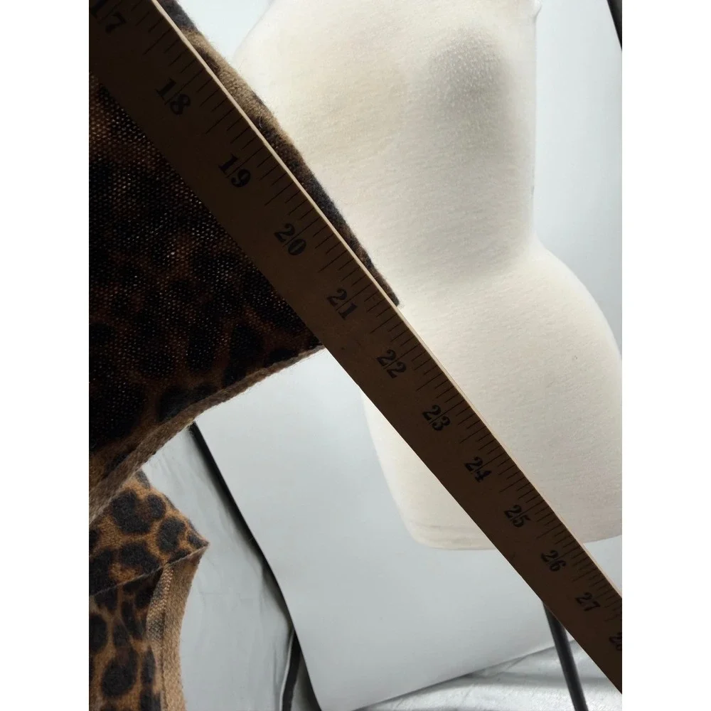 Amicale Leopard Print Scarf Women OS Brown 100% Cashmere Knit Wrap Luxury